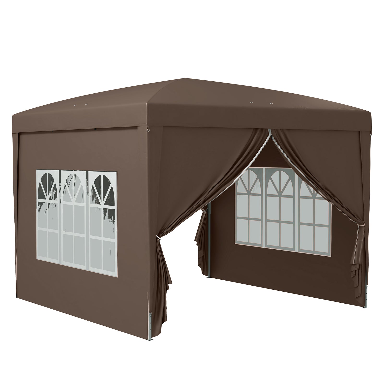 3 x 3 m Pop Up Gazebo, Wedding Party Canopy Tent Marquee with Carry Bag and Windows, Coffee