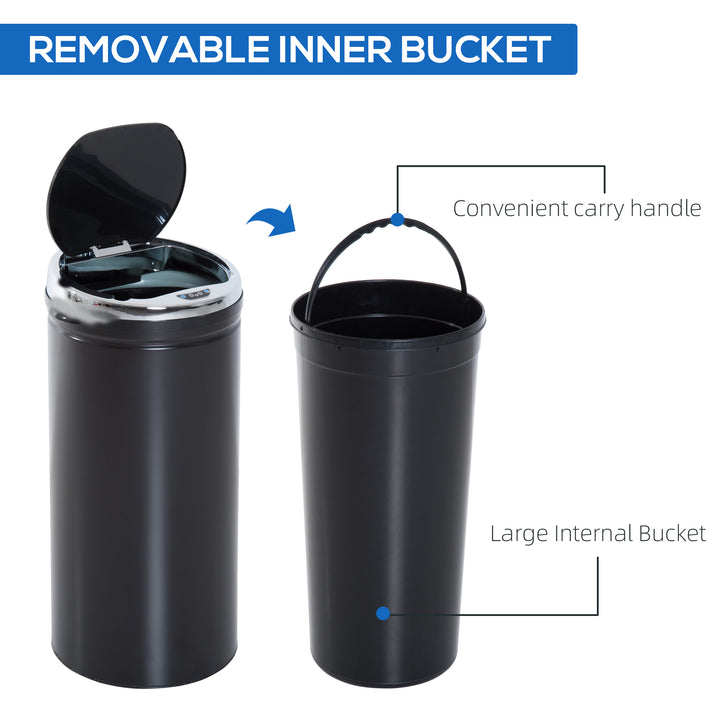 42L Sensor Bin for Kitchen Waste Automatic Dustbin Motion Detection Dustbin Stainless Steel Rubbish Can with Bucket, Black