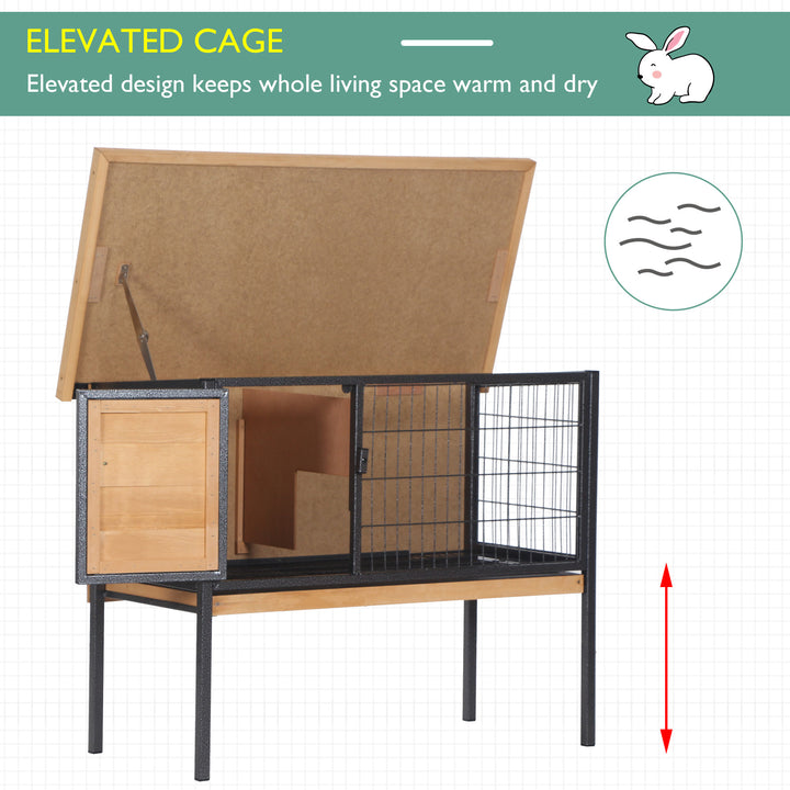 Wooden Guinea Pigs Hutches Elevated Pet House Bunny with Slide-Out Tray Outdoor Natural
