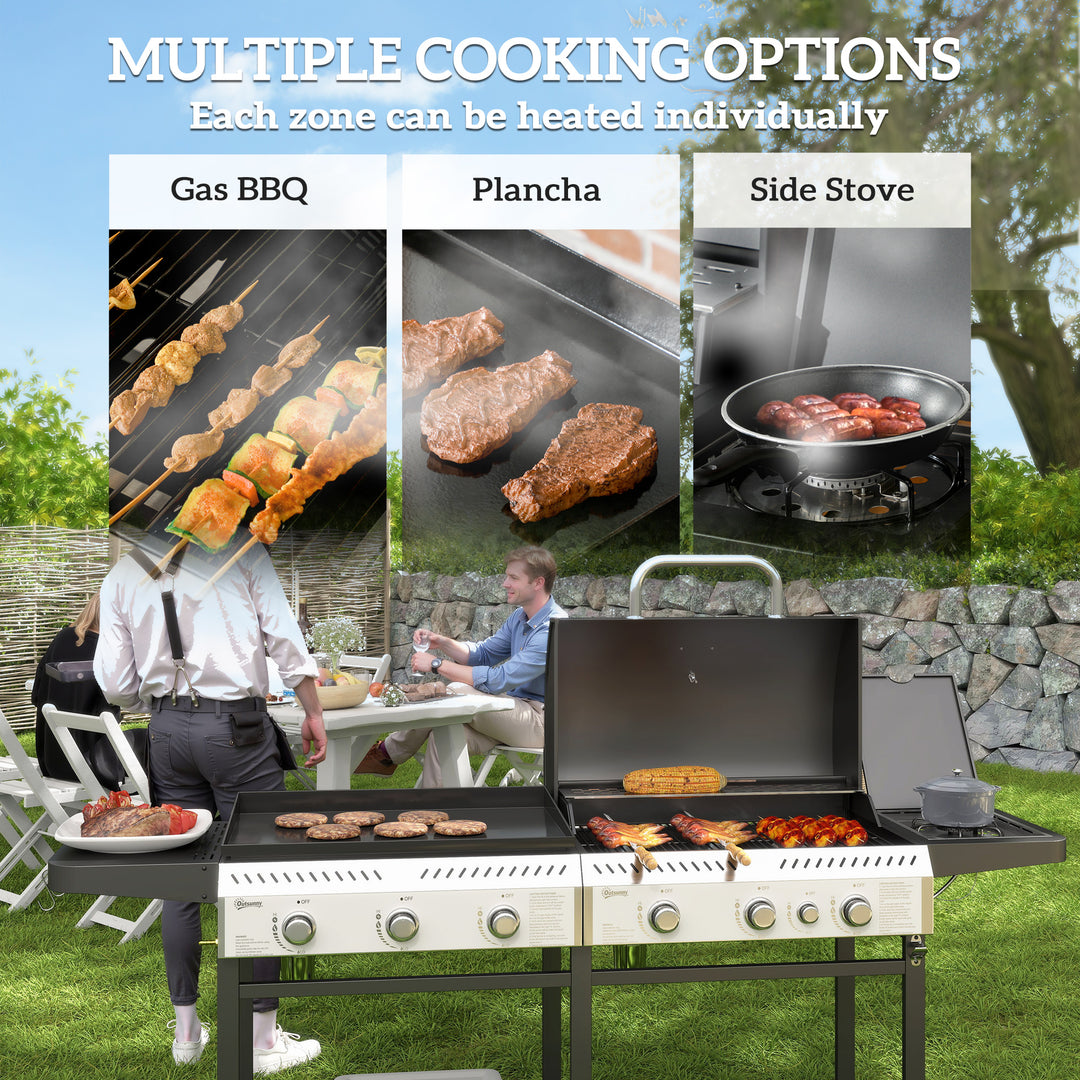 Deluxe Duo Gas BBQ, with Grill, Plancha and Side Burner - Black