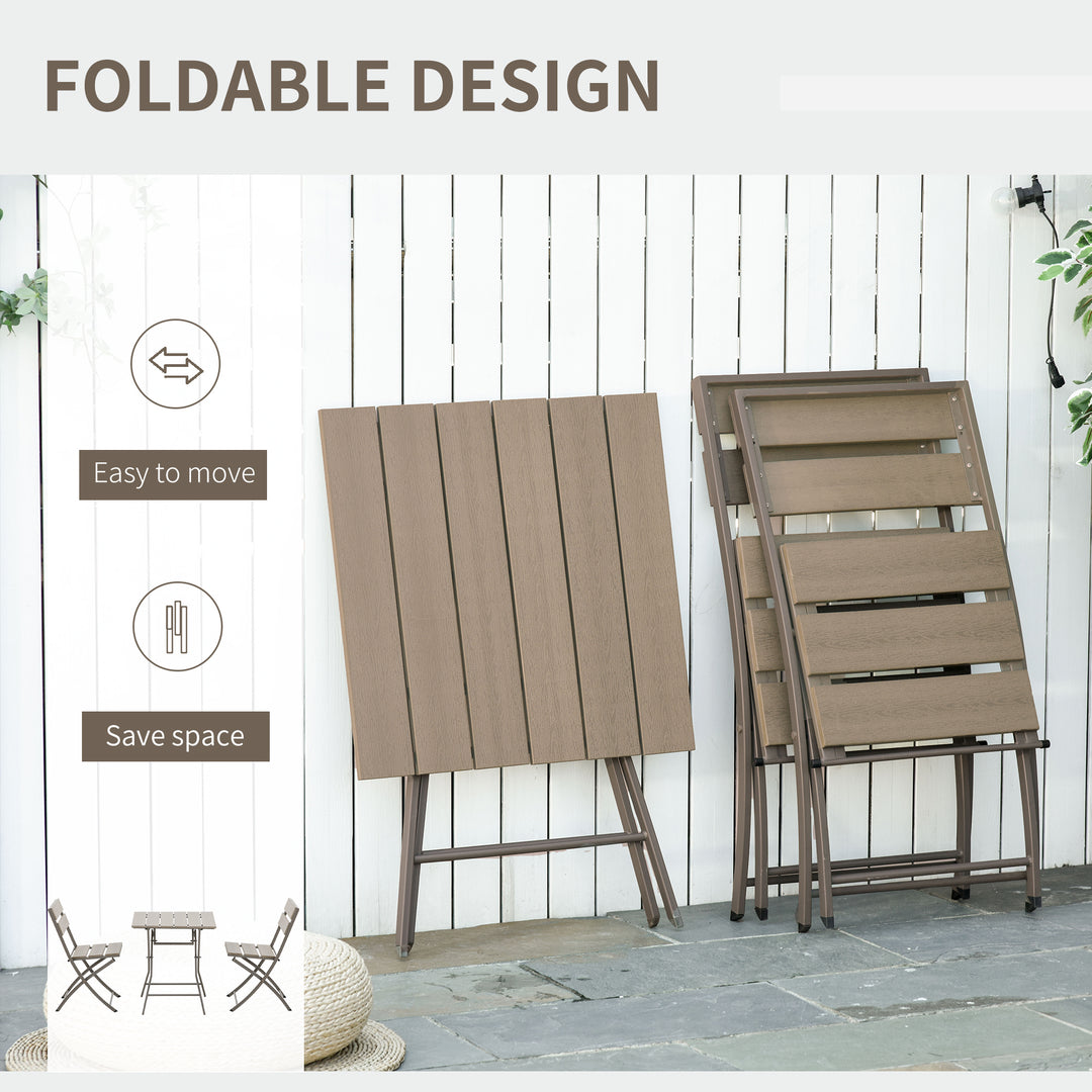 MCL 3 Piece Foldable Garden Bistro Set Patio Furniture Set with Table and 2 Chairs for Conservatory Balcony Terrace, Grey