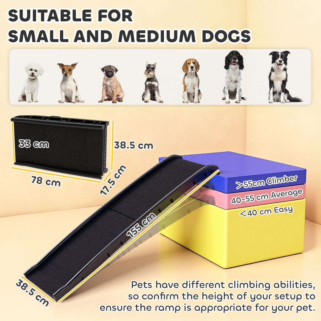 Foldable Dog Ramp with Frosted Anti-slip Surface, Portable &amp; Lightweig