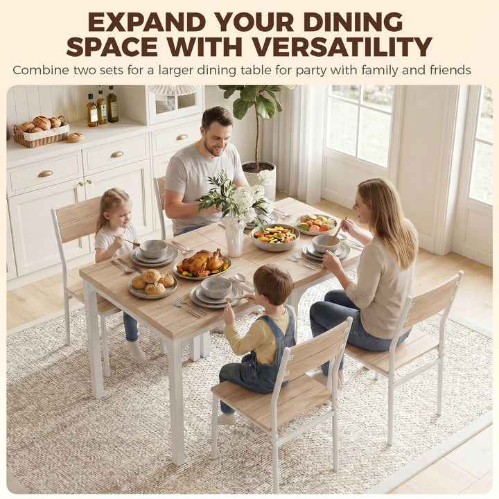 Three-Piece Minimal and Compact Dining Set, Oak Wood Effect