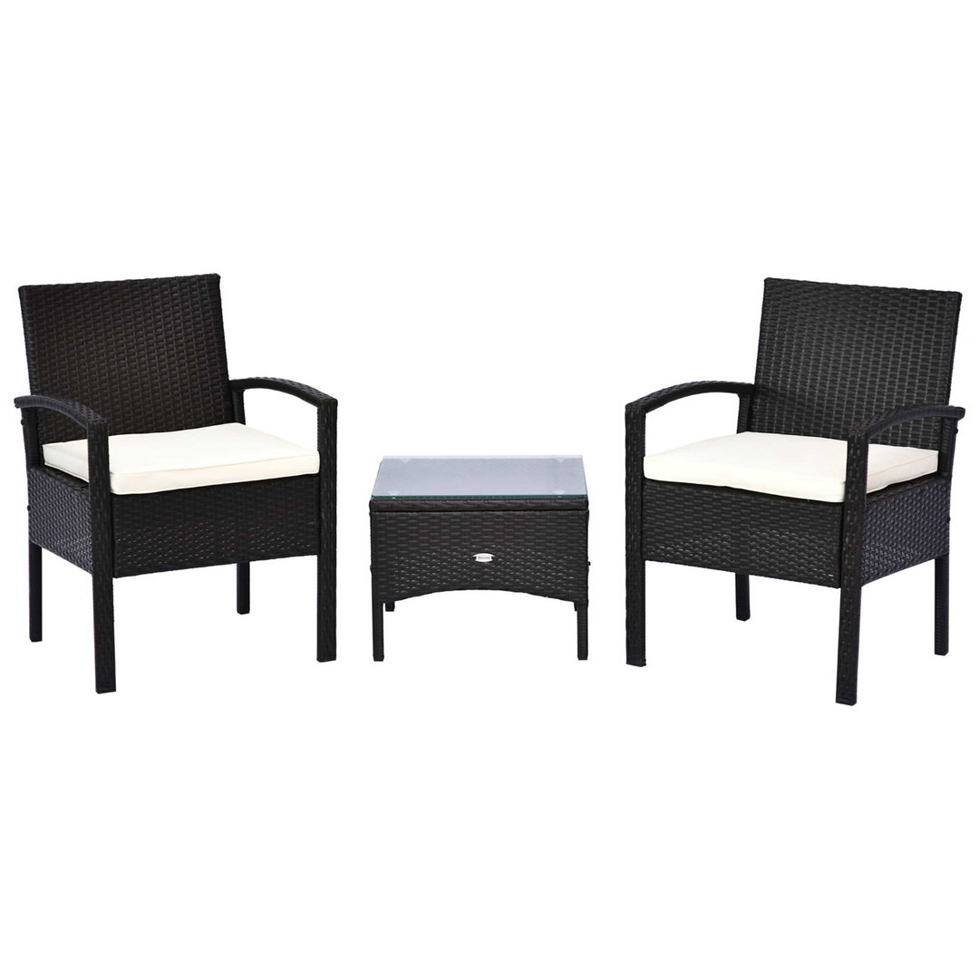 2 Seater Rattan Bistro Set, Steel-Brown