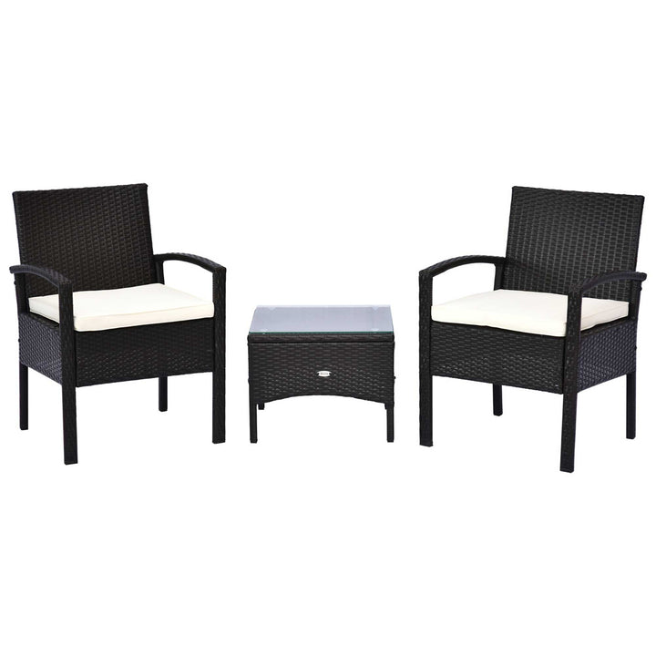 2 Seater Rattan Bistro Set, Steel-Brown