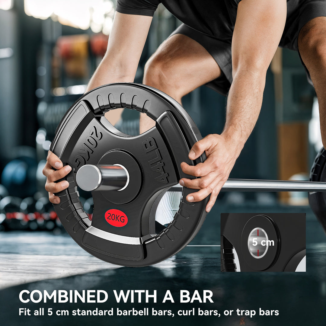 Olympic Weight Plate, 2"/5cm Weight Disc with Tri-Grips, 20kg Dumbbell