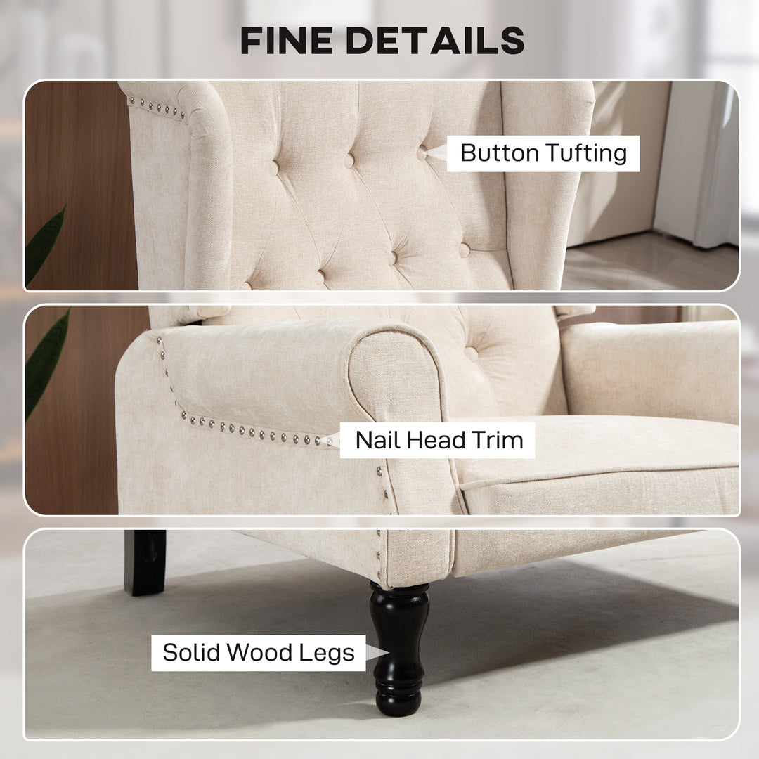150° Reclining Vintage Armchair, with footrest - Beige