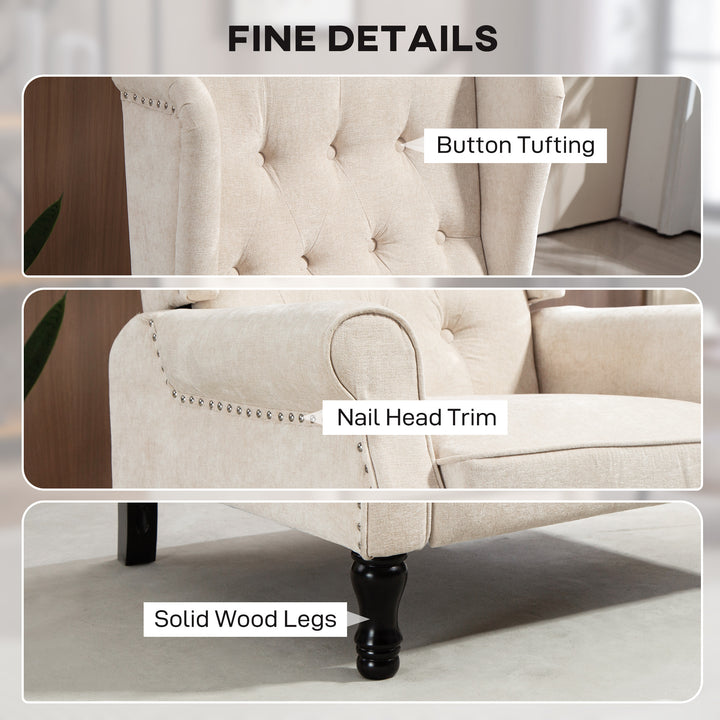 150° Reclining Vintage Armchair, with footrest - Beige
