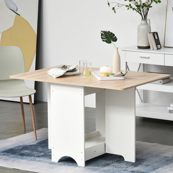 Foldable Dining Table Drop-Leaf Folding Desk Side Console with Storage Shelf for Kitchen,Dining Room