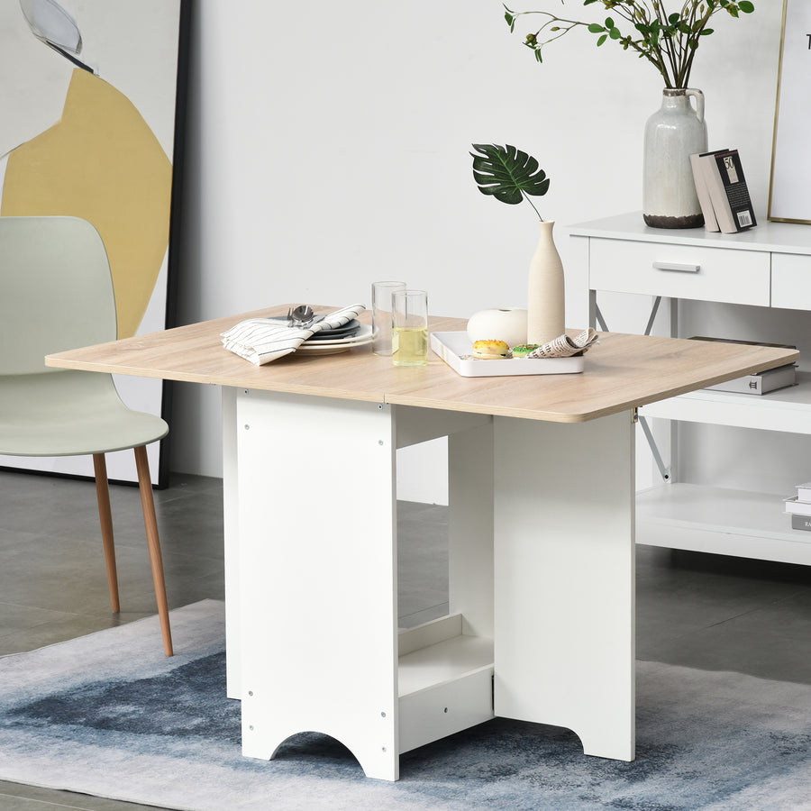 Foldable Dining Table Drop-Leaf Folding Desk Side Console with Storage Shelf for Kitchen,Dining Room