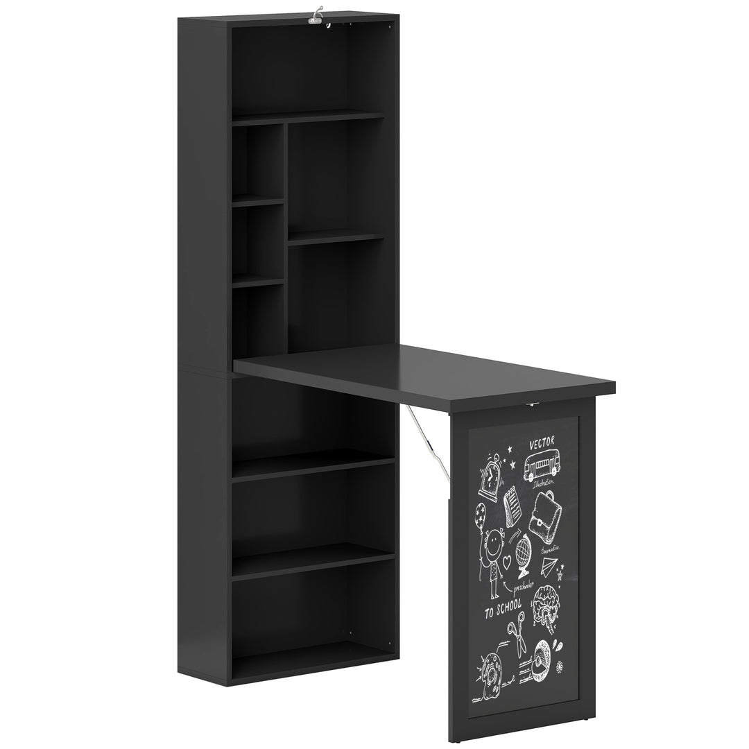 Three-Part Work Desk, with Storage and Chalkboard - Black