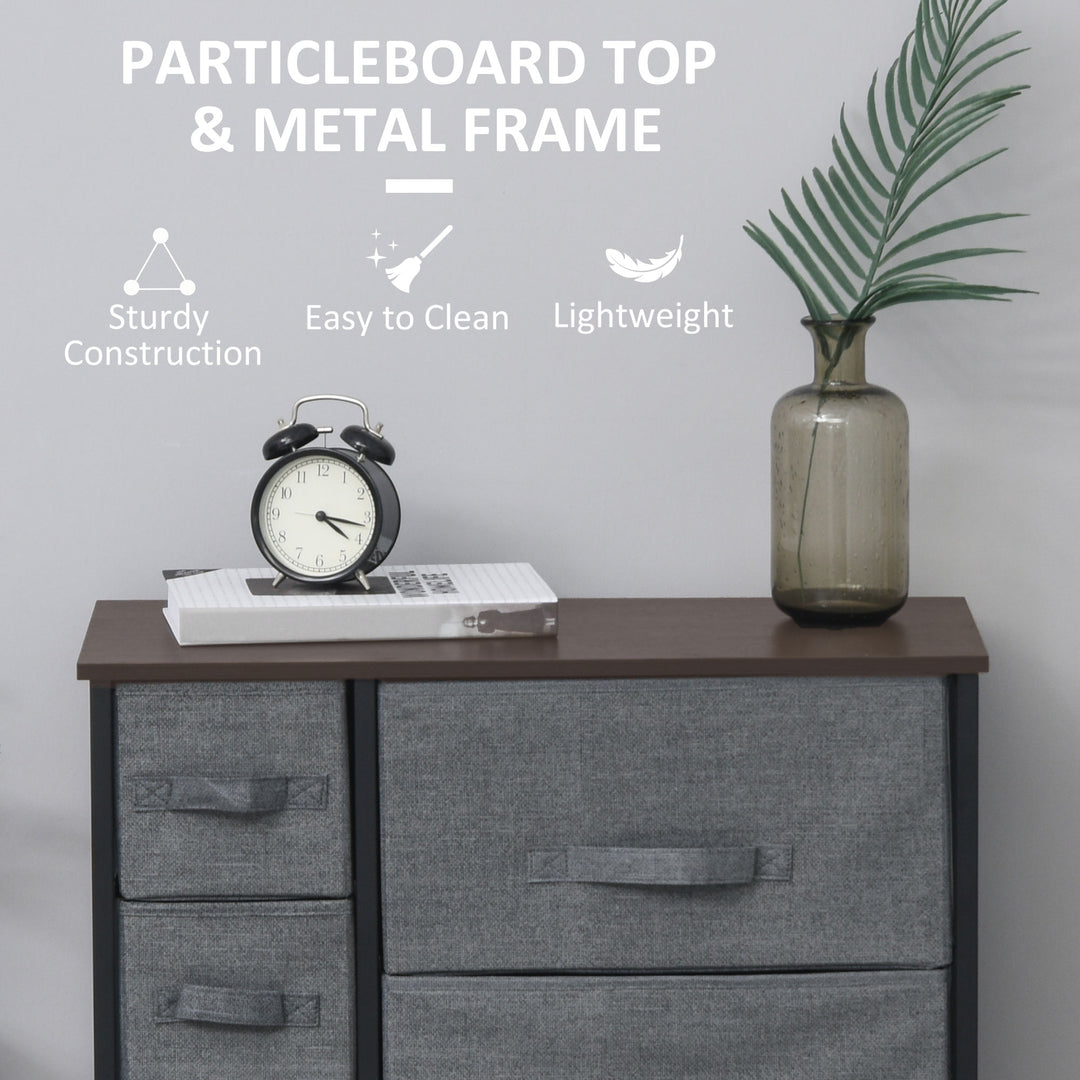 Chest of Drawers with 7 Drawers, Fabric Drawers with Large Storage Space, Drawers Dresser with Metal Frame, Adjustable Feet for Bedroom Living Room, Dark Grey