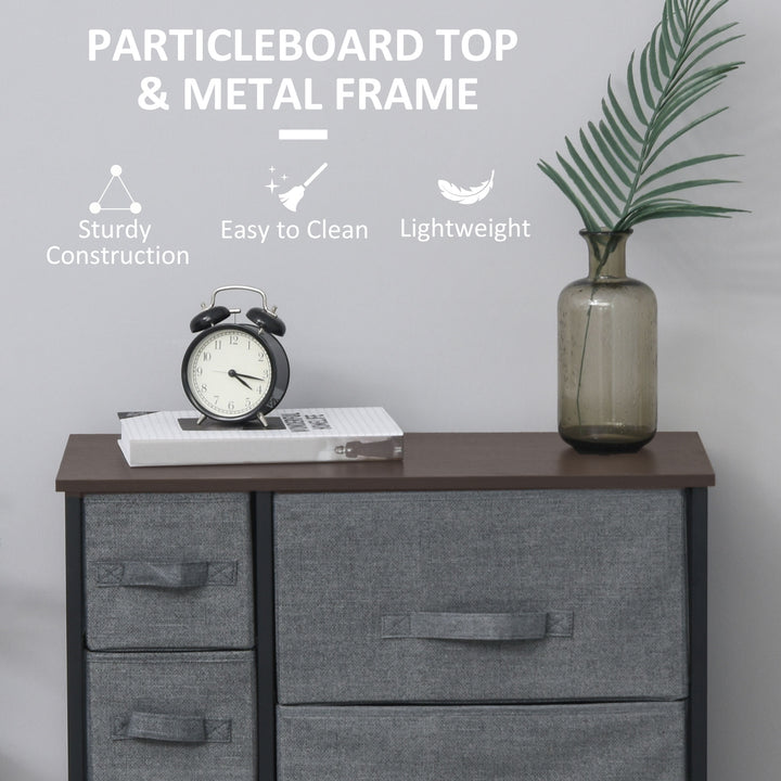 Chest of Drawers with 7 Drawers, Fabric Drawers with Large Storage Space, Drawers Dresser with Metal Frame, Adjustable Feet for Bedroom Living Room, Dark Grey
