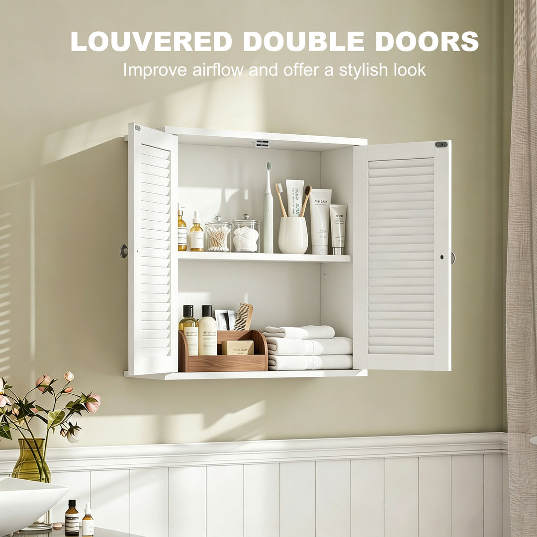 Bathroom Cabinet, Bathroom Wall Cabinet with Louvered Doors and Adjust