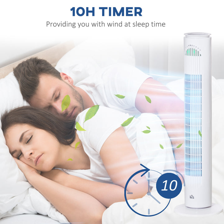 30'' Freestanding Tower Fan, 3 Speed 3 Mode, 10h Timer, 70 Degree Oscillation, LED Light, 5M Remote Controller, White