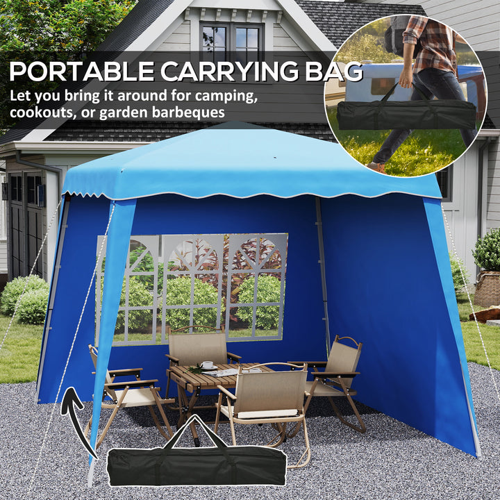 2.4 x 2.4m Two Wall Pop Up Gazebo - Blue