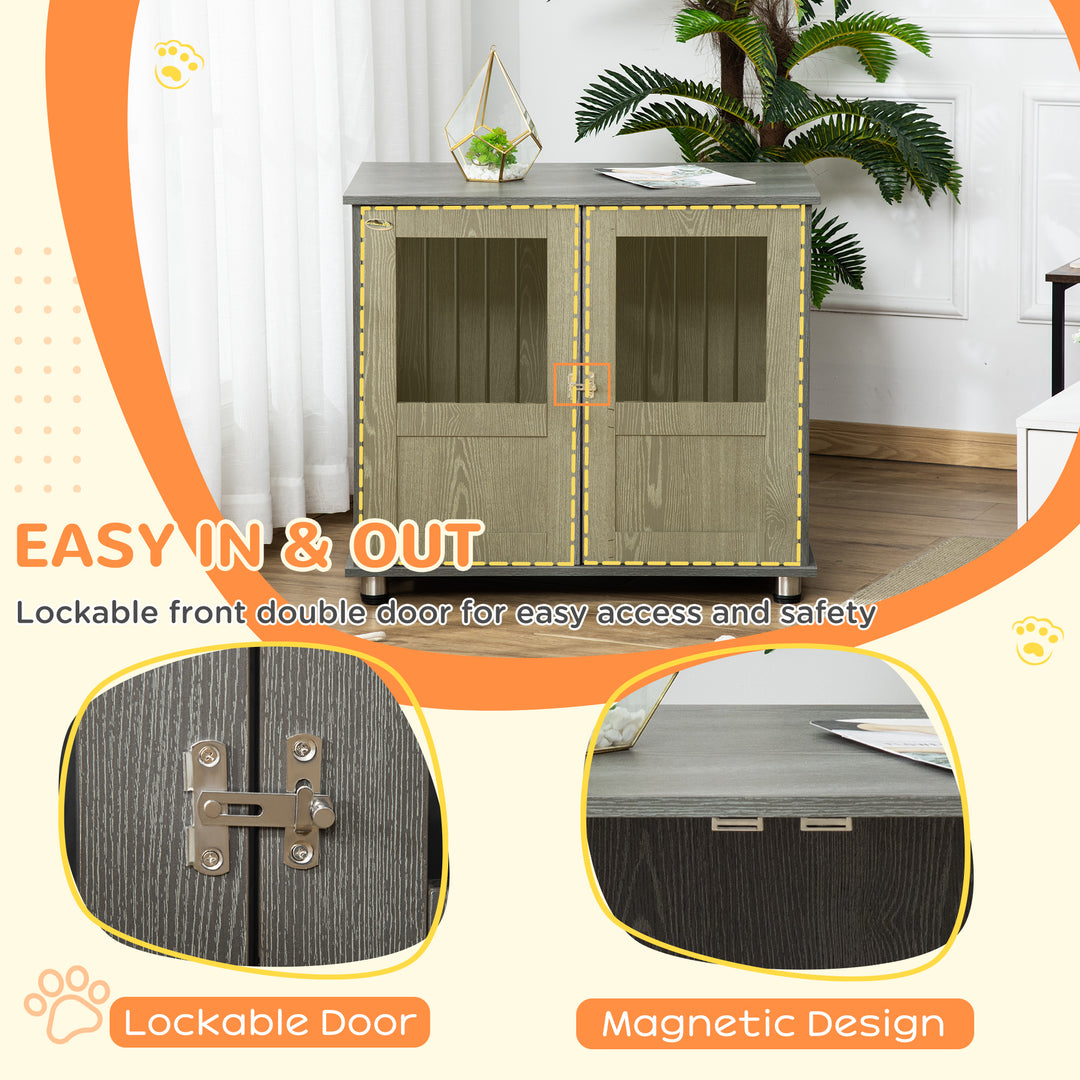 Dog Crate Table for Medium and Large Dogs with Magnetic Door for Indoor Use, 85 x 55 x 75 cm, Grey