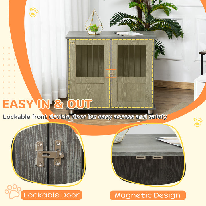 Dog Crate Table for Medium and Large Dogs with Magnetic Door for Indoor Use, 85 x 55 x 75 cm, Grey