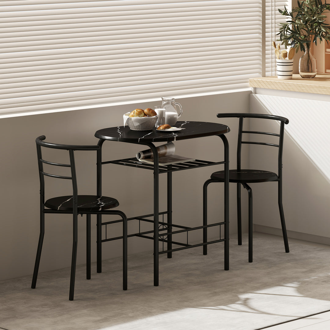 Three-Piece Compact Dining Set - Black