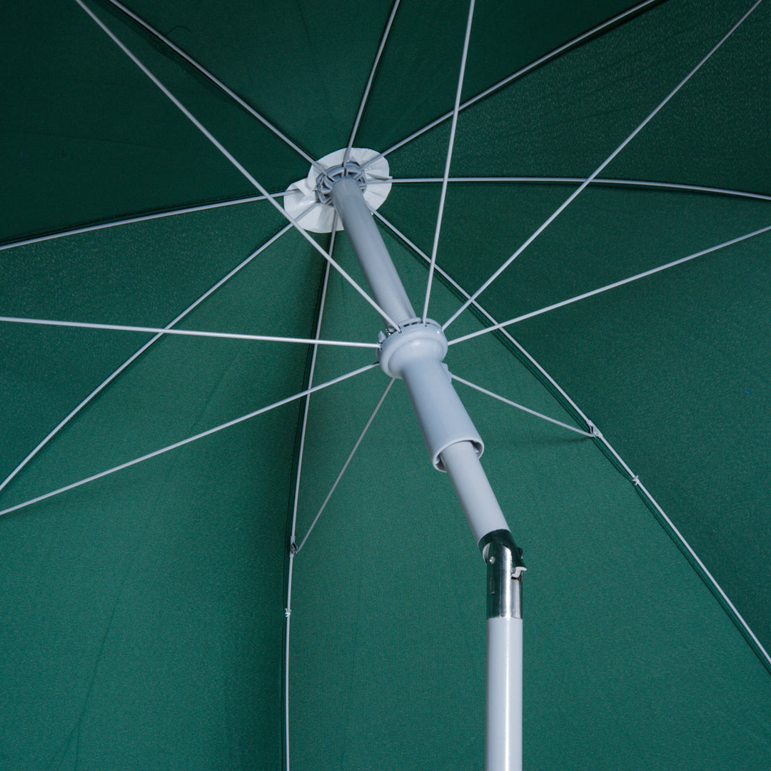 Outsunny Beach Umbrella, 2.2m Diameter, Steel Frame, UV Protection, Wind Vent, Dark Green