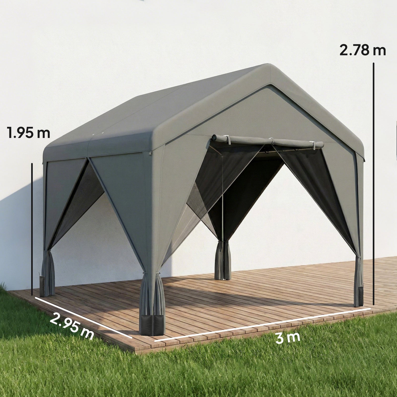 3 x 3 m Patio Gazebo with Netting & Curtains, Outdoor Canopy Shelter w