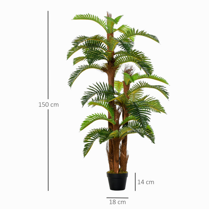 Outsunny 5FT Artificial Fern Tree with 36 Leaves, Decorative Fake Plant for Indoor Outdoor Décor, Nursery Pot