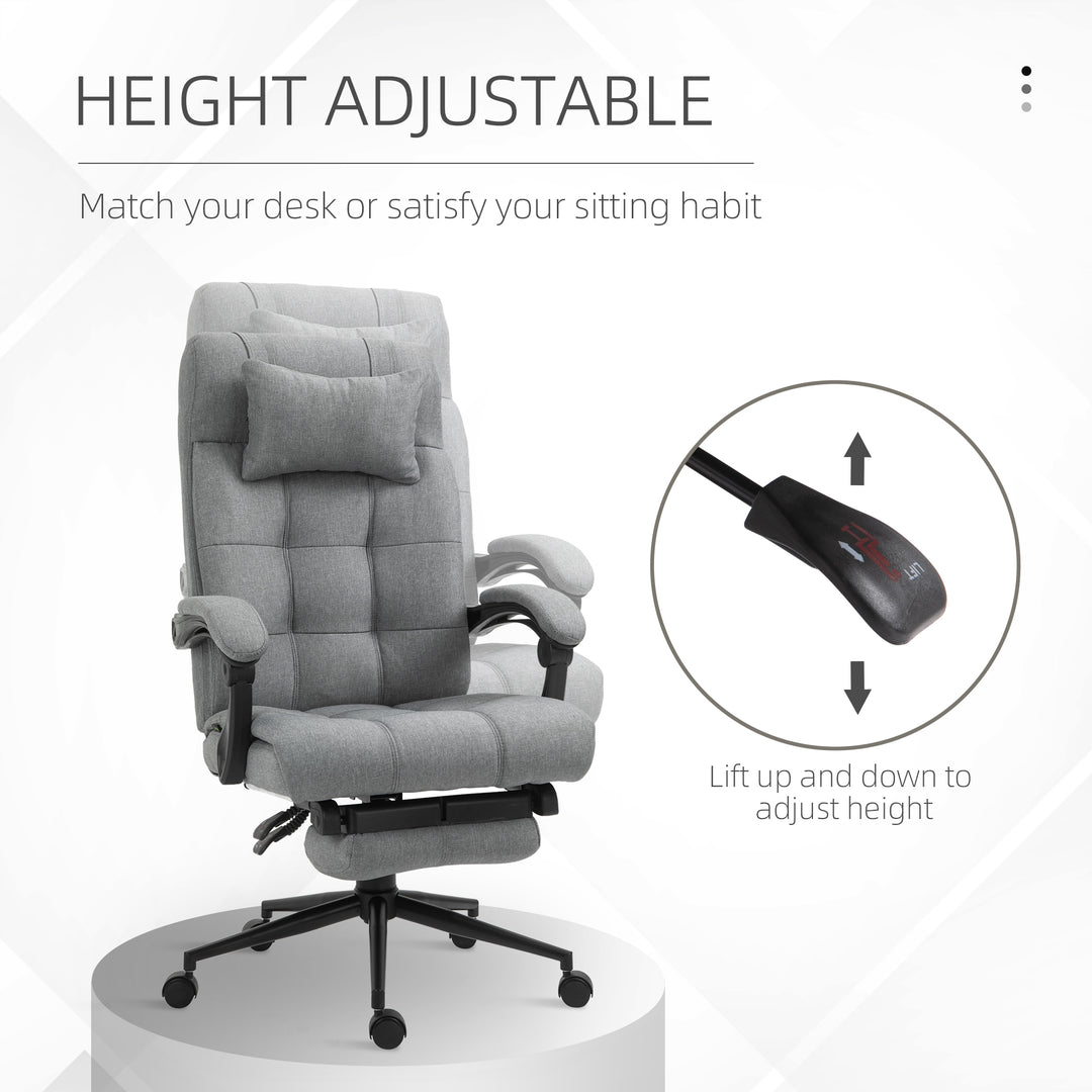 Office Chair with Footrest Ergonomic Office Chair with Armrests Lumber Support and Headrest Light Grey