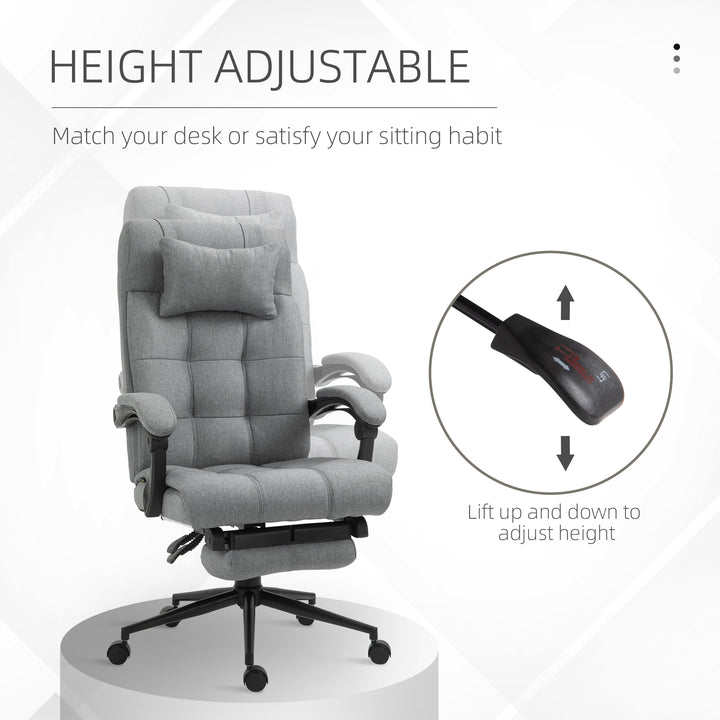 Office Chair with Footrest Ergonomic Office Chair with Armrests Lumber Support and Headrest Light Grey