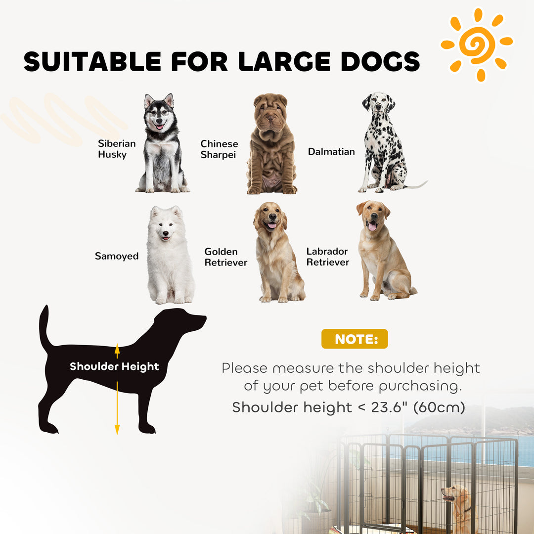 Eight-Panel Dog Playpen with Door, for Large Dogs, Indoors, Outdoors, 100cm Tall, Black
