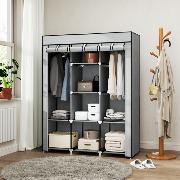 MCL Fabric Wardrobe, with Rails and Shelves - Light Grey