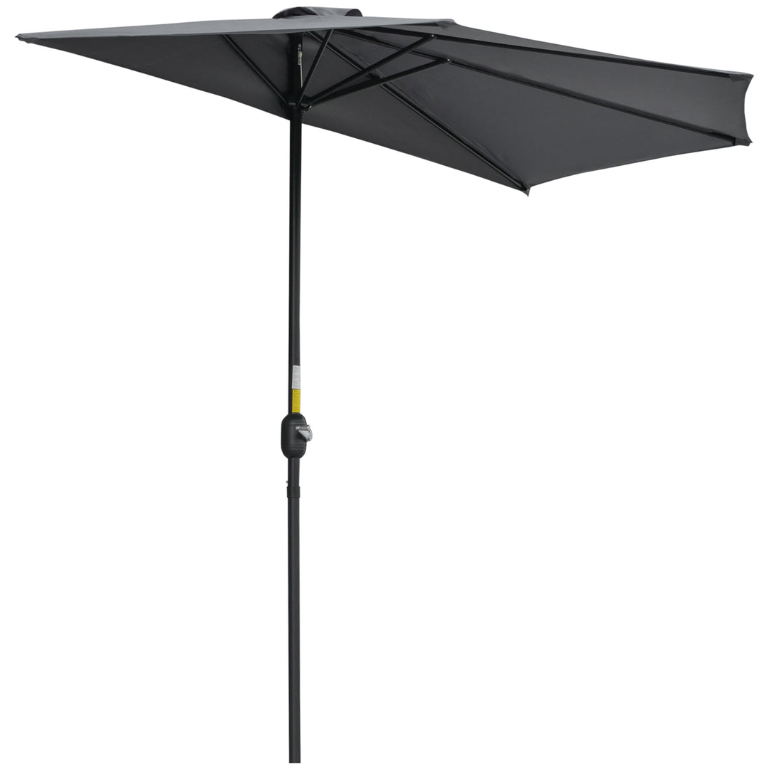 3(m) Half Parasol Semi Round Umbrella Patio Metal Frame Crank Handle for Balcony-- NO BASE INCLUDED, Grey