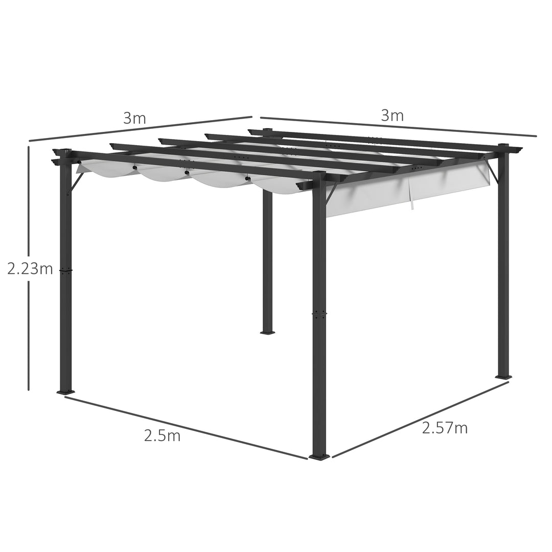 3 x 3(m) Aluminium Pergola Canopy Gazebo Awning Outdoor Garden Sun Shade Shelter Marquee Party BBQ, Light Grey