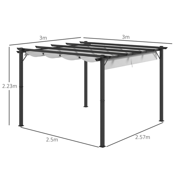 3 x 3(m) Aluminium Pergola Canopy Gazebo Awning Outdoor Garden Sun Shade Shelter Marquee Party BBQ, Light Grey