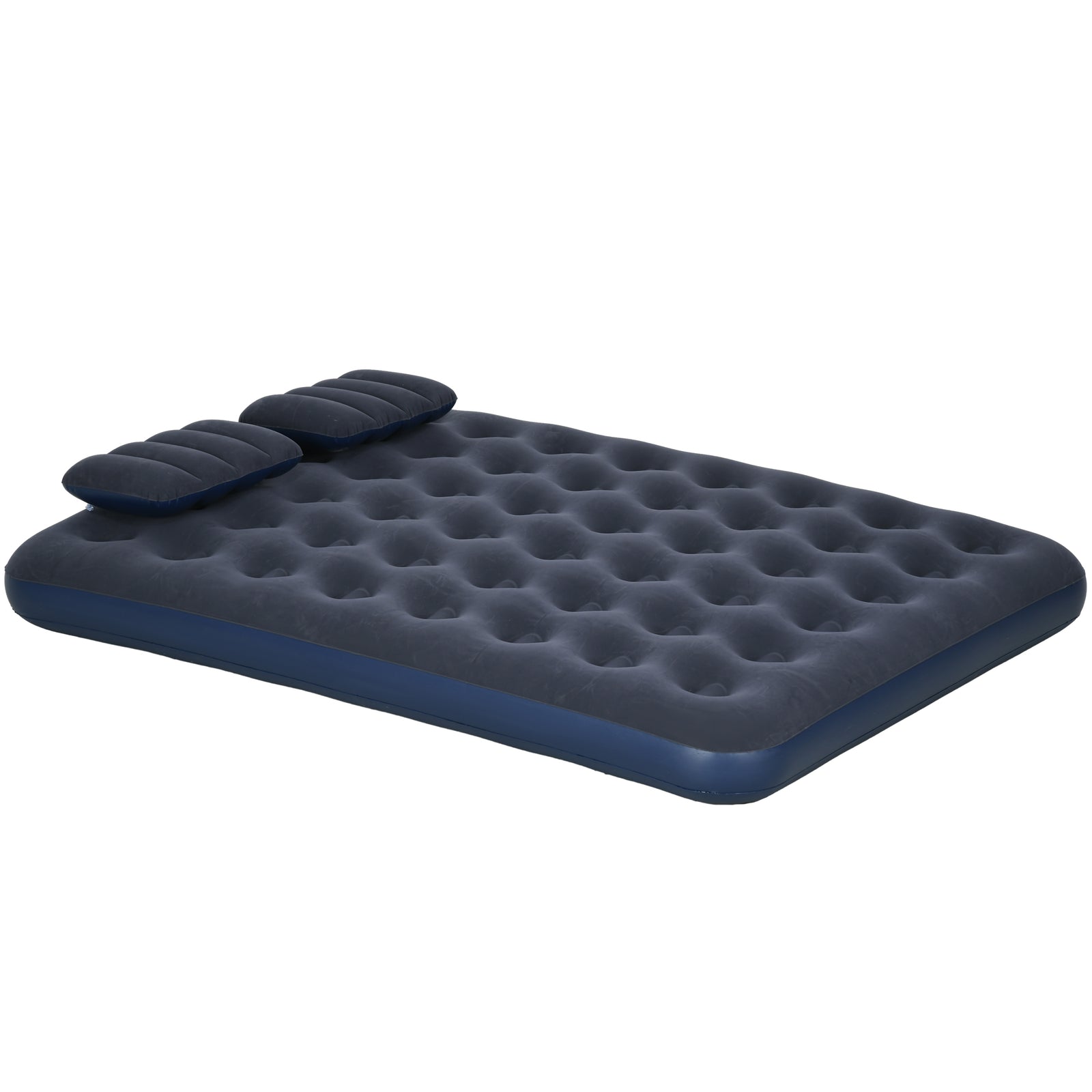 Inflatable Double Air Bed, with Hand Pump - Blue