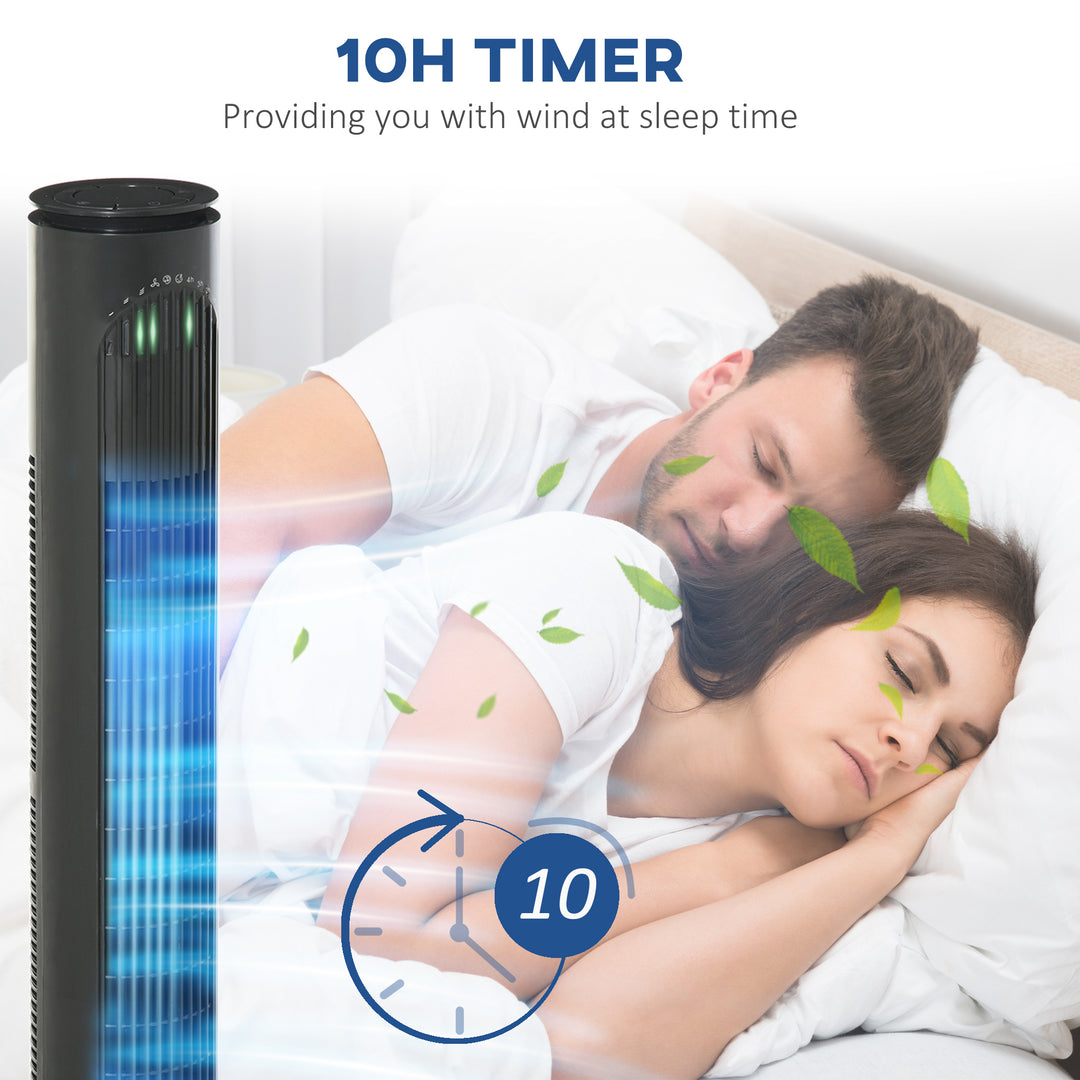 30'' Freestanding Tower Fan, 3 Speed 3 Mode, 10h Timer, 70 Degree Oscillation, LED Light, 5M Remote Controller, Dark Grey