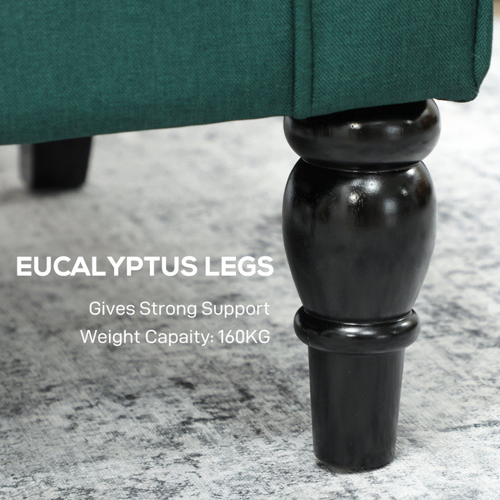 Wingback Accent Chair, Retro Upholstered Button Tufted Occasional Chair for Living Room and Bedroom, Dark Green