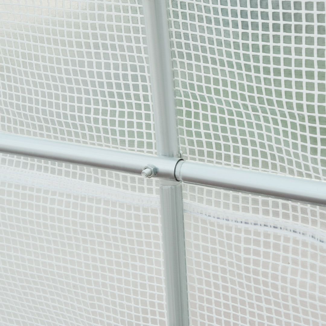 4.5 x 2 x 2 m Polytunnel Greenhouse, Walk-in Green House for Garden with Mesh Windows, Galvanised Steel Frame, White