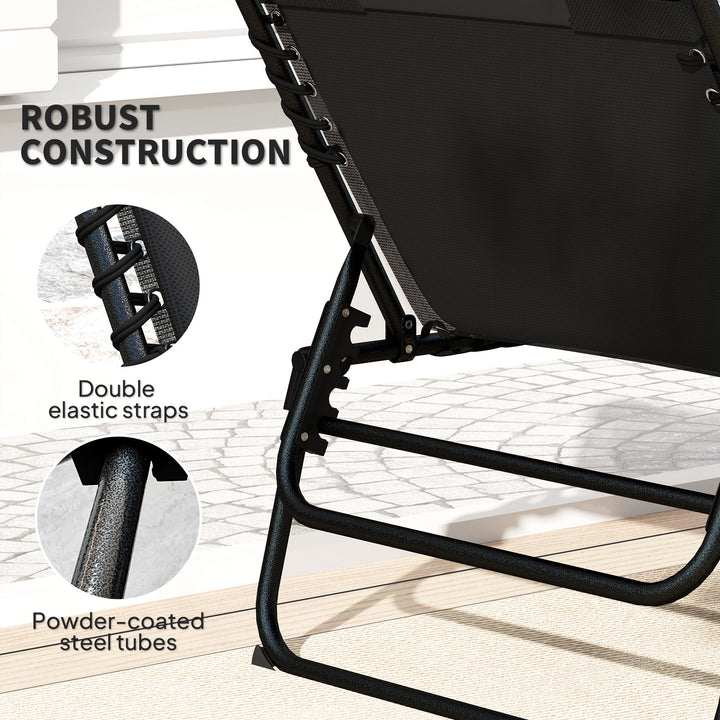 Set of Two Reclining Sun Loungers - Black