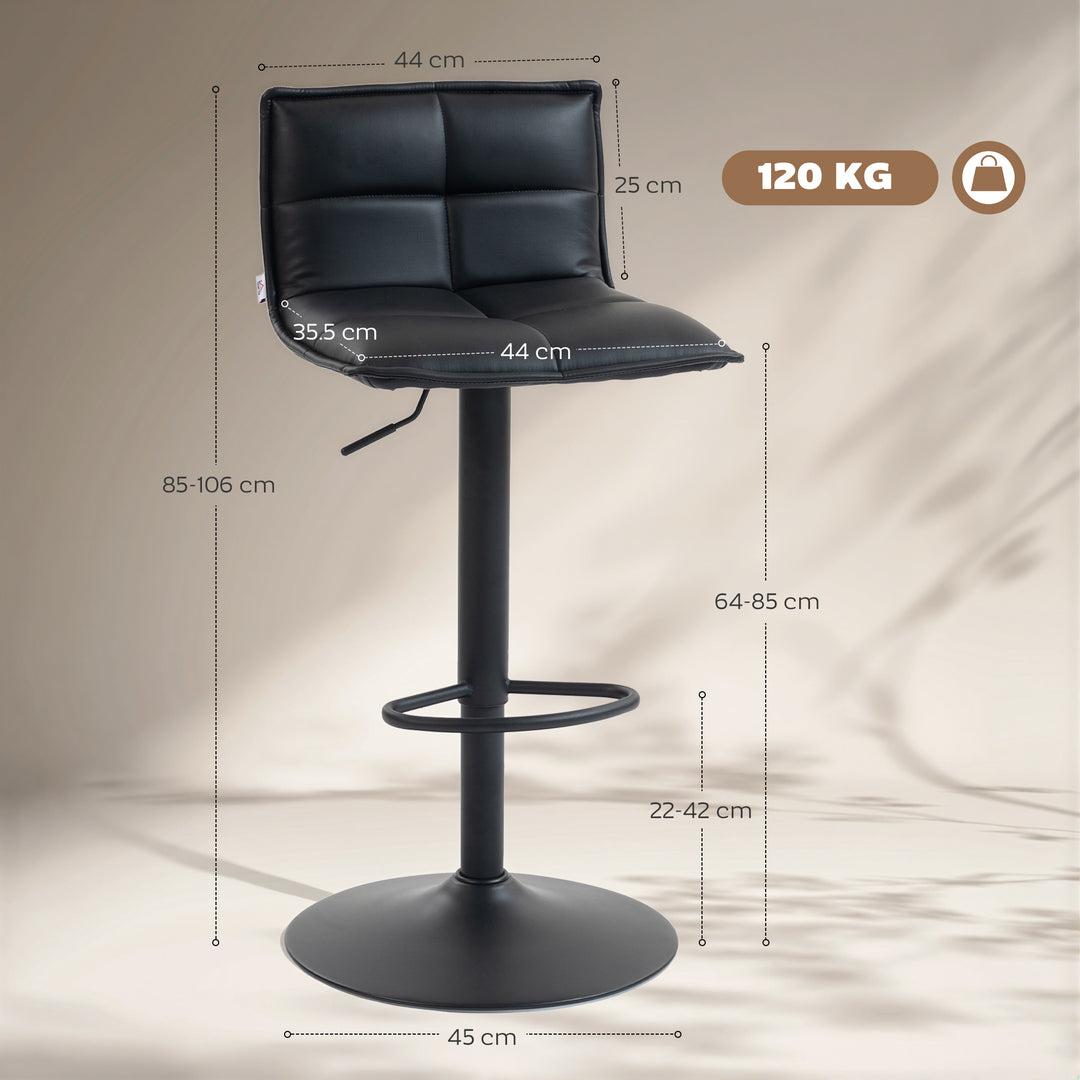 Set of Two Modern Faux Leather Bar Stools