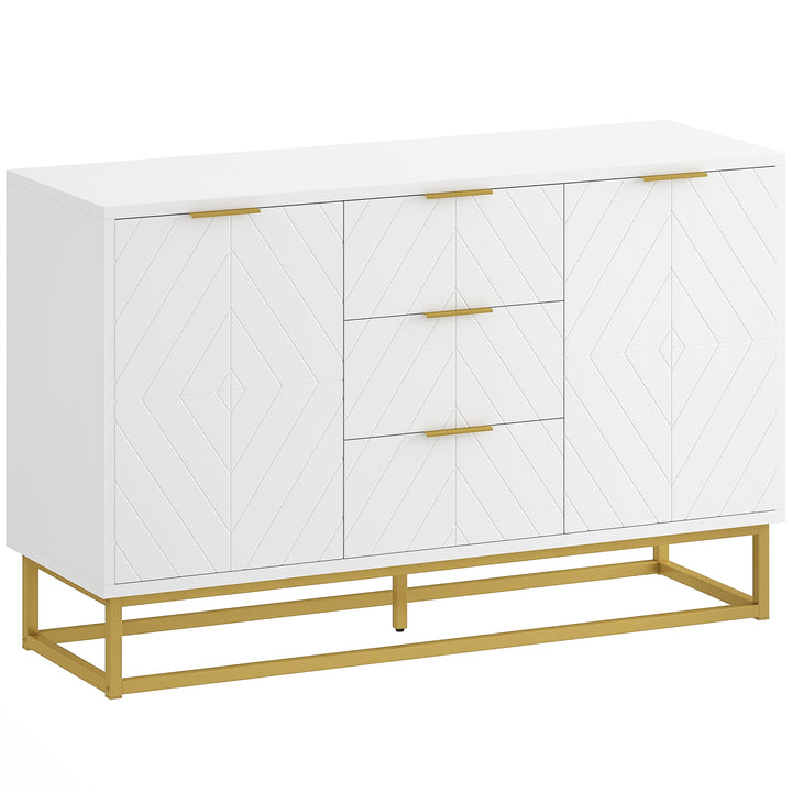 Sideboard with 3 Drawers and Adjustable Shelves for Living Room - White