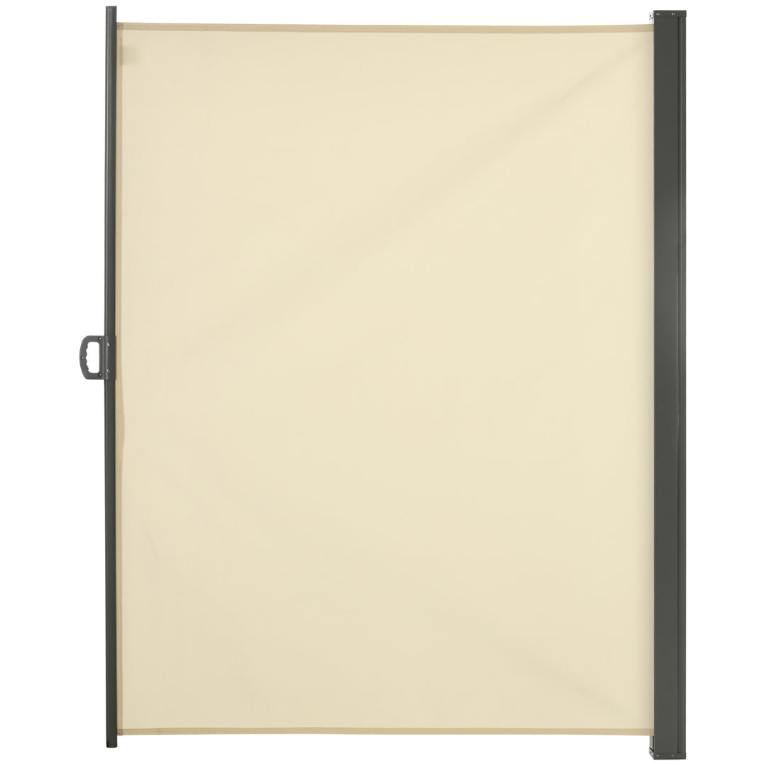 Retractable Sun Side Awning Screen Fence Patio Garden Wall Balcony Screening Panel Outdoor Blind Privacy Divider (3x2M, Cream)