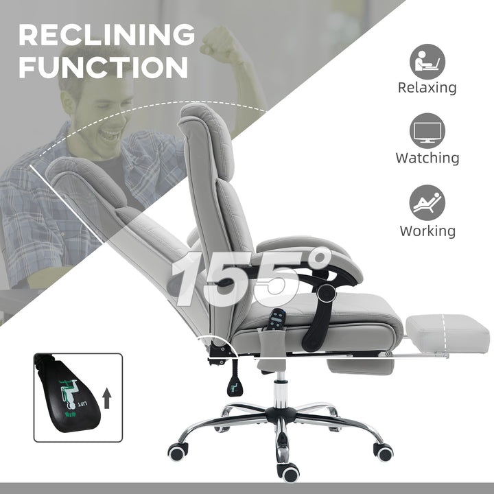 Faux Leather Massage Office Chair - Light Grey