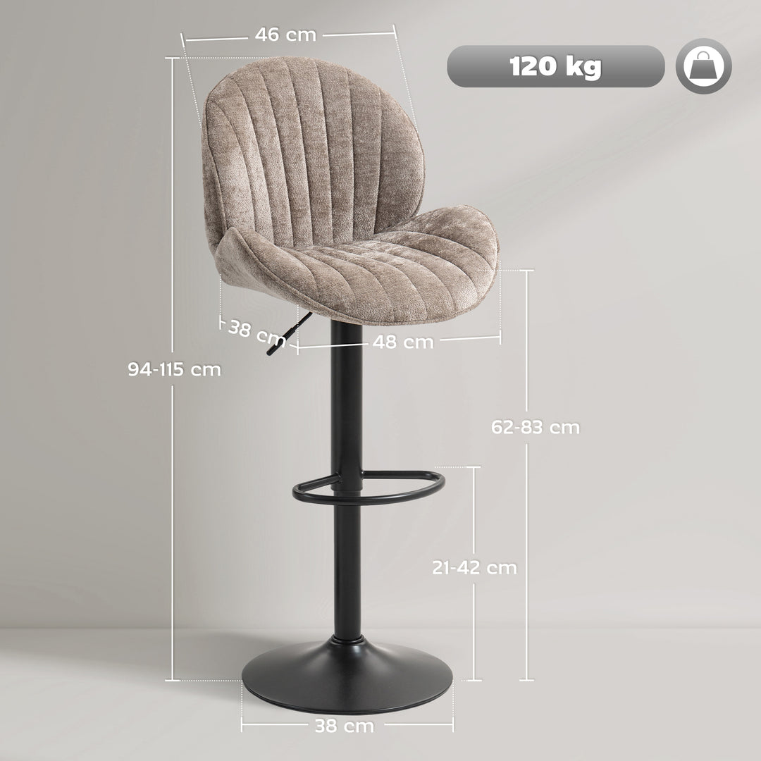 Bar Stools Set of 2, Swivel Barstools with Back, Adjustable Height and