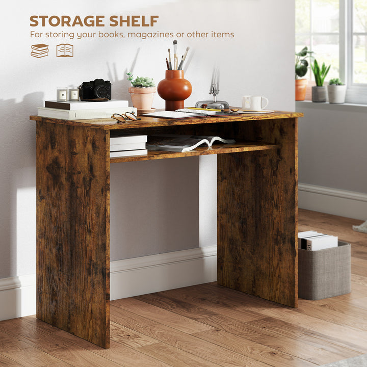 Boxy Work Desk, with Shelf - Wood-Effect