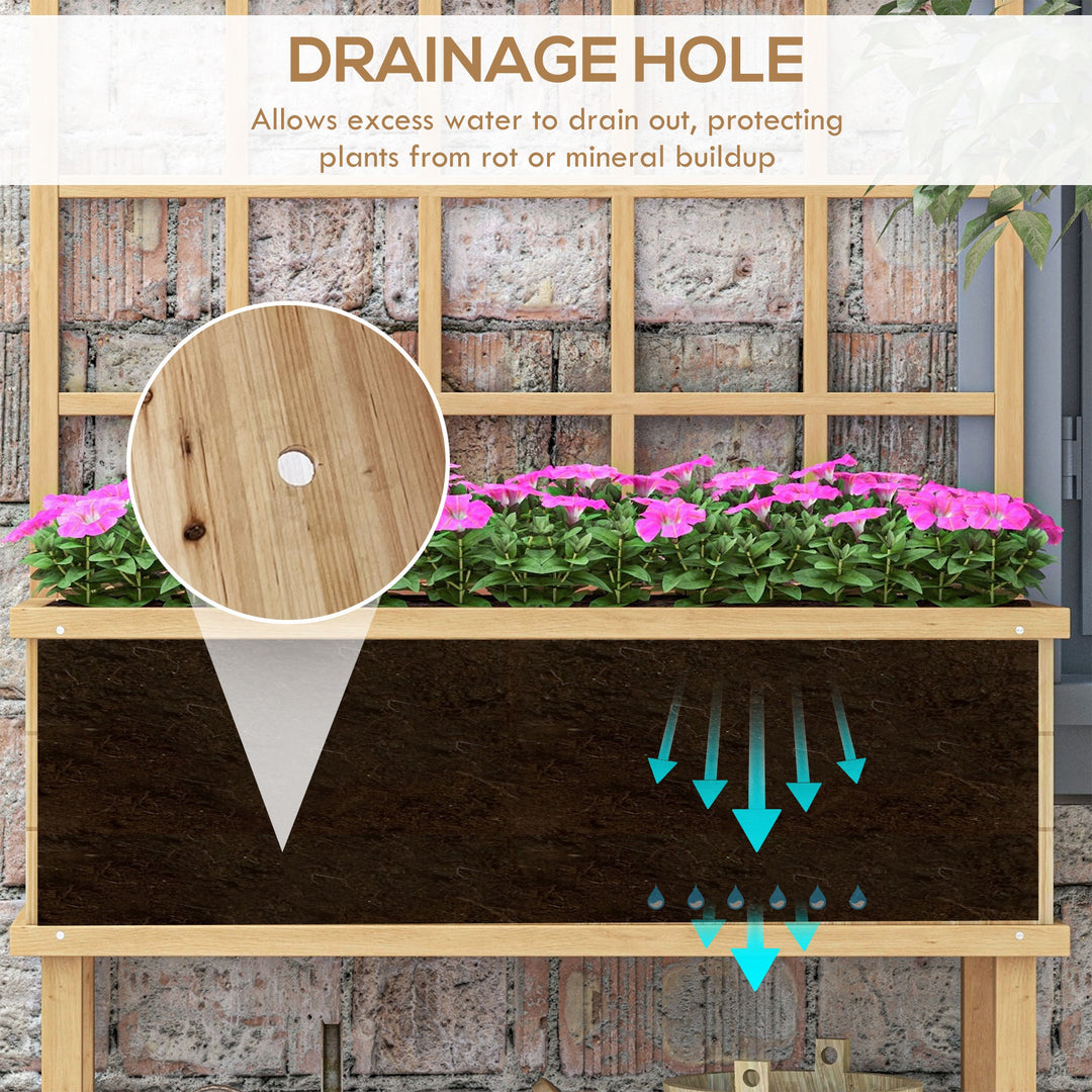 45 x 105cm Wooden Garden Planter, with Trellis - Natural