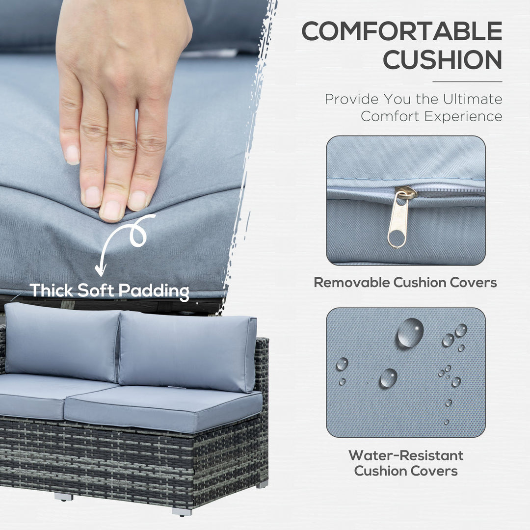 Four-Piece Rattan Sofa Set - Grey