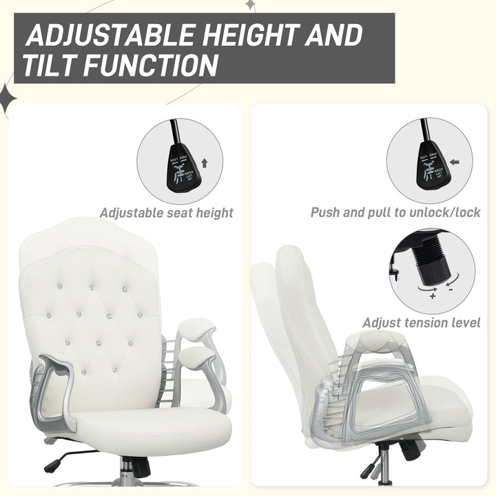 Velvet-Feel Work Chair, with Diamante Back - Cream