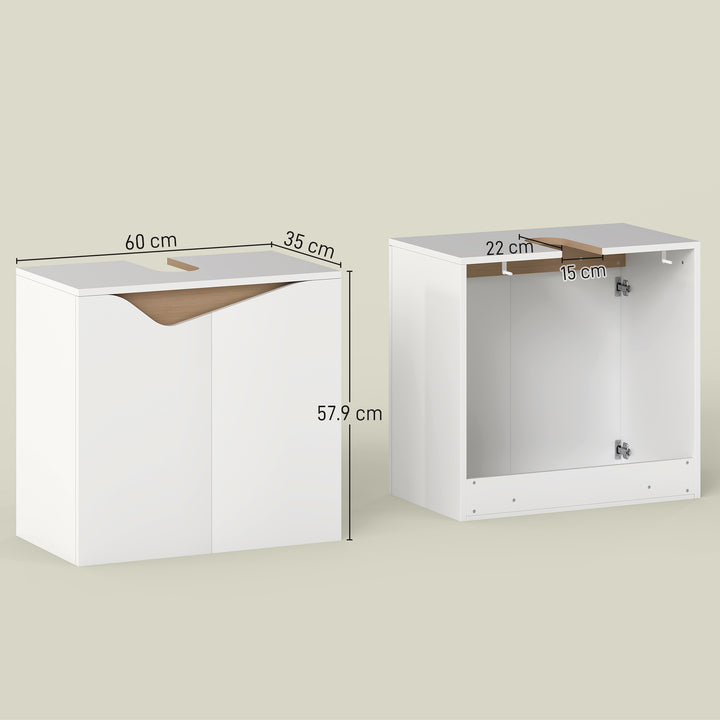 Under Sink Bathroom Cabinet, Bathroom Storage Cabinet with Soft-Close Doors, for Basin without Pedestal
