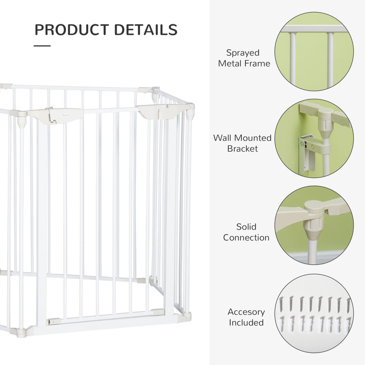 5 Panels Pet Playpen Metal Fence w/ Walk Through Door - White