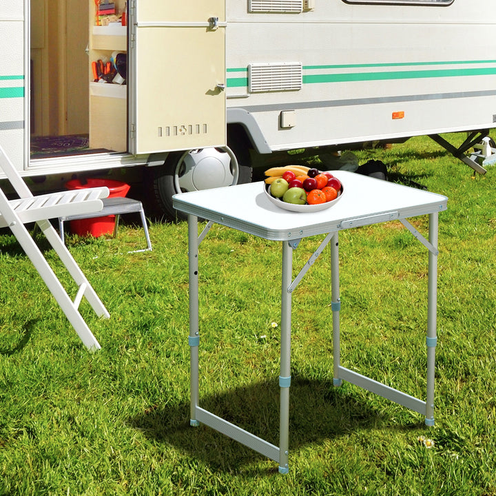 Outsunny Folding Picnic Table, Portable Outdoor Camping Table, Lightweight, Durable Aluminium Frame, Silver